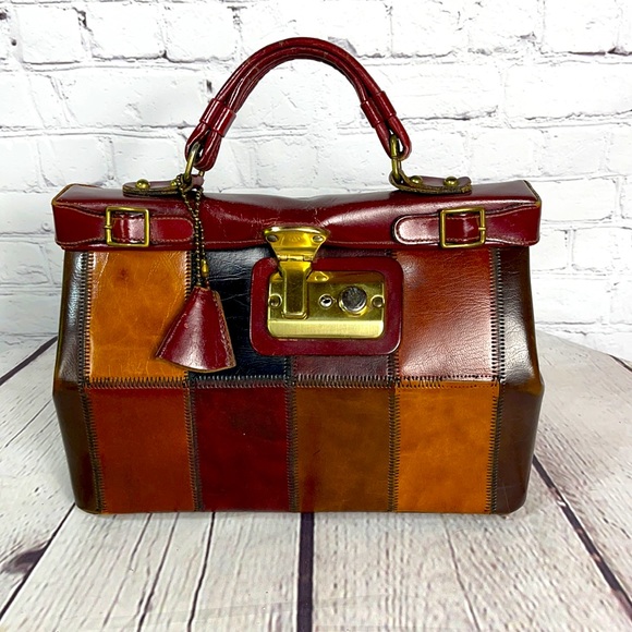 Vintage Handbags - Vintage Jo’le Leather Handbag Doctor Bag w/Key Loc